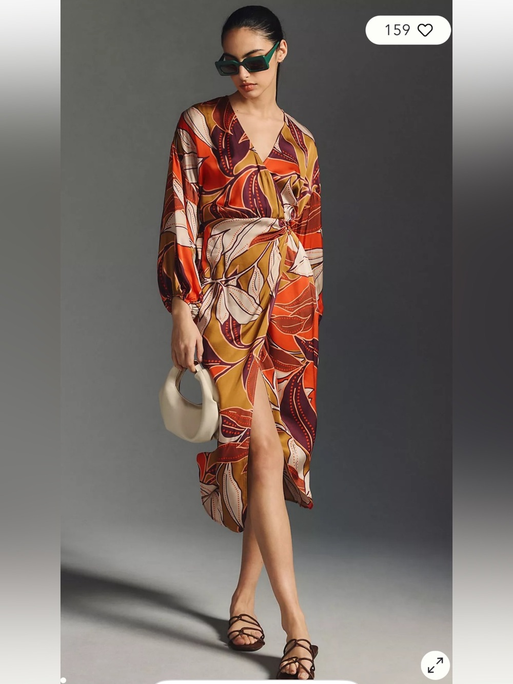 Anthropologie Floral Printed Midi Dress-size Small